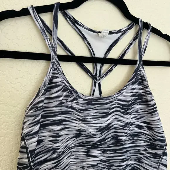 Alo Yoga Strappy Racerback Tank Top Black White Print Size Large - Picture 6 of 11